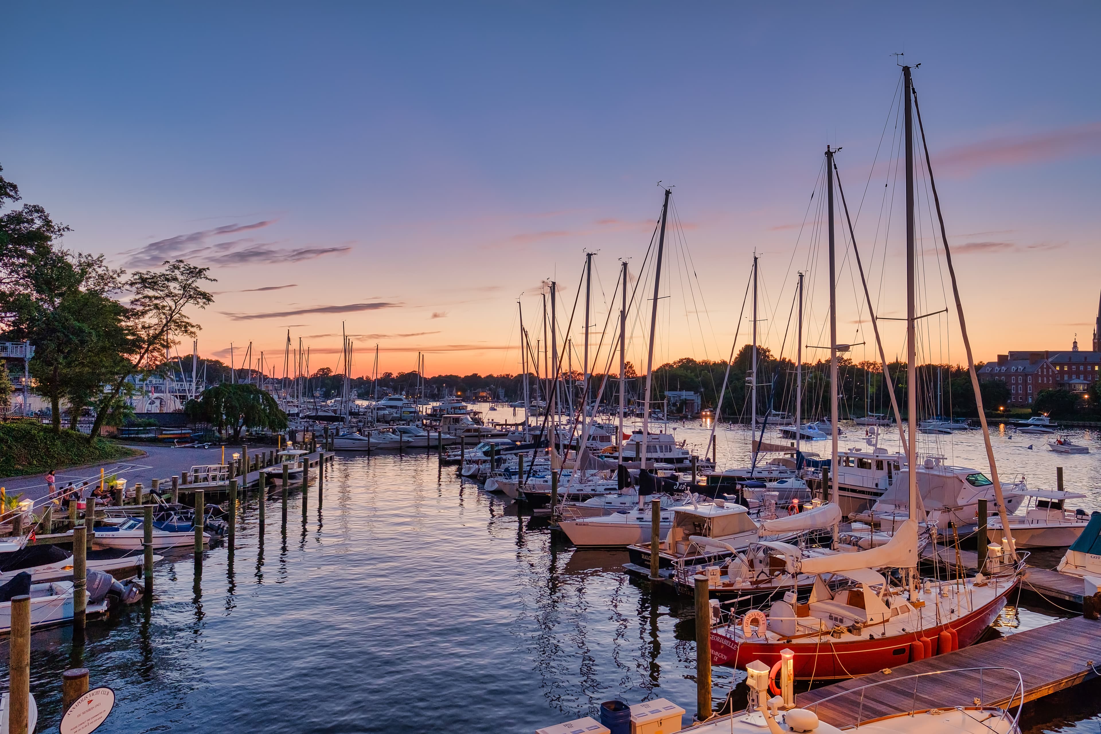 Sailboats docked at Annapolis Yacht Club